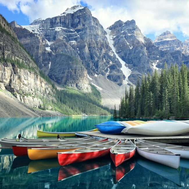 Moraine lake in the Rocky Mountains, Alberta, Canada
