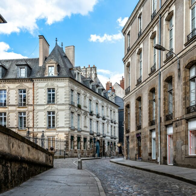 Scenic view of the town of Rennes, the capital of French Brittany.